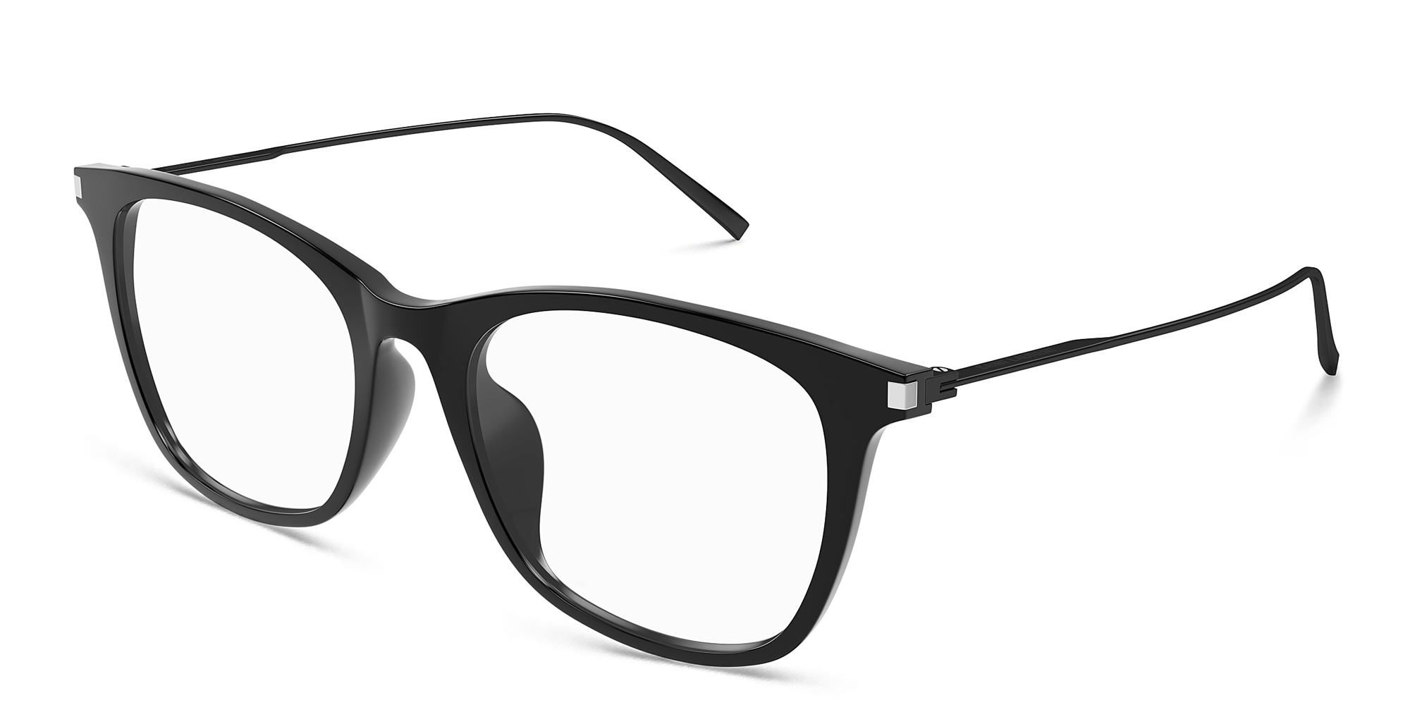 Shop SAINT LAURENT Unisex Square Eyeglasses in Black online.