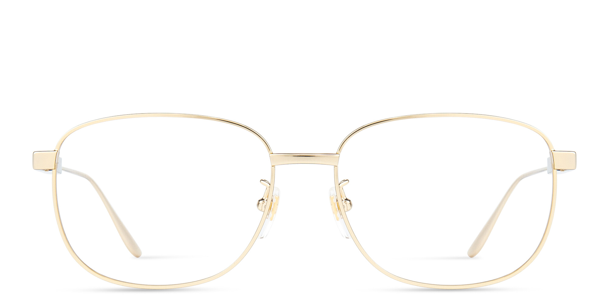 Shop GUCCI Wide Rectangle Eyeglasses in Gold online.