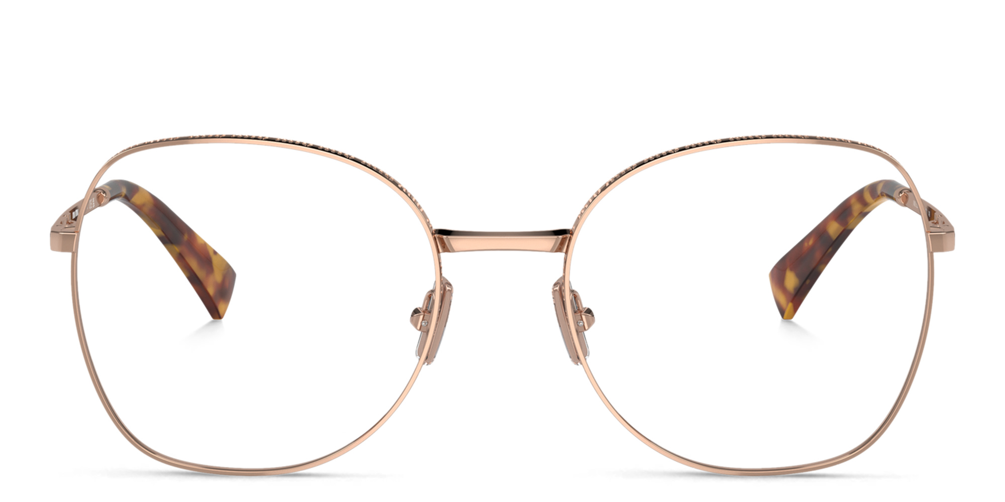 Shop MIU MIU Wide Panthos Eyeglasses in Rose Gold online.