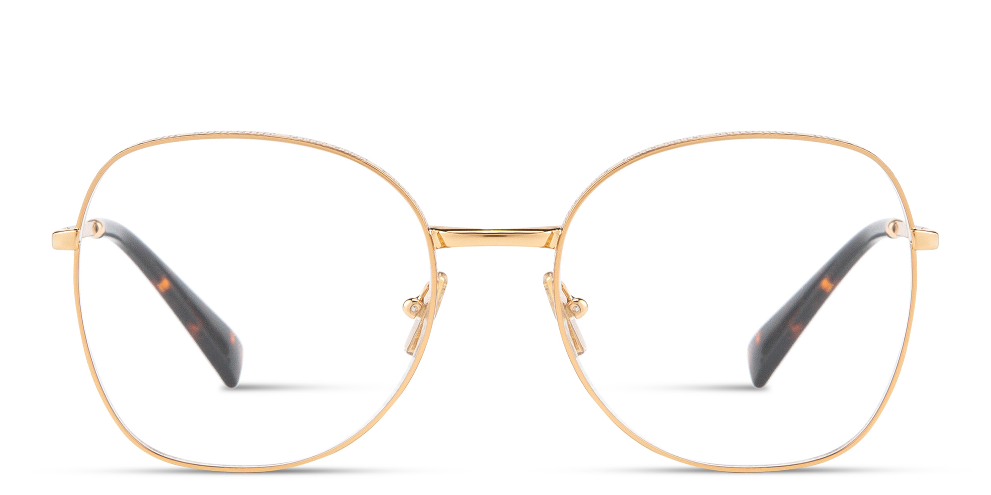 Shop MIU MIU Wide Panthos Eyeglasses in Gold online.
