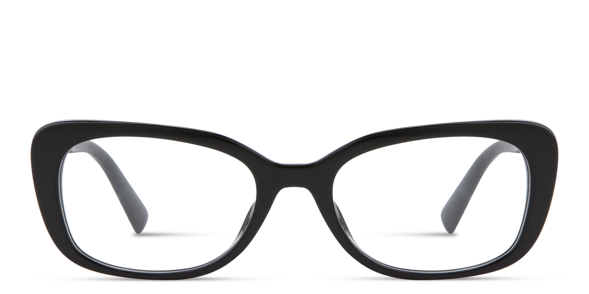 Shop MIU MIU Wide Rectangle Eyeglasses in Shiny Black online.