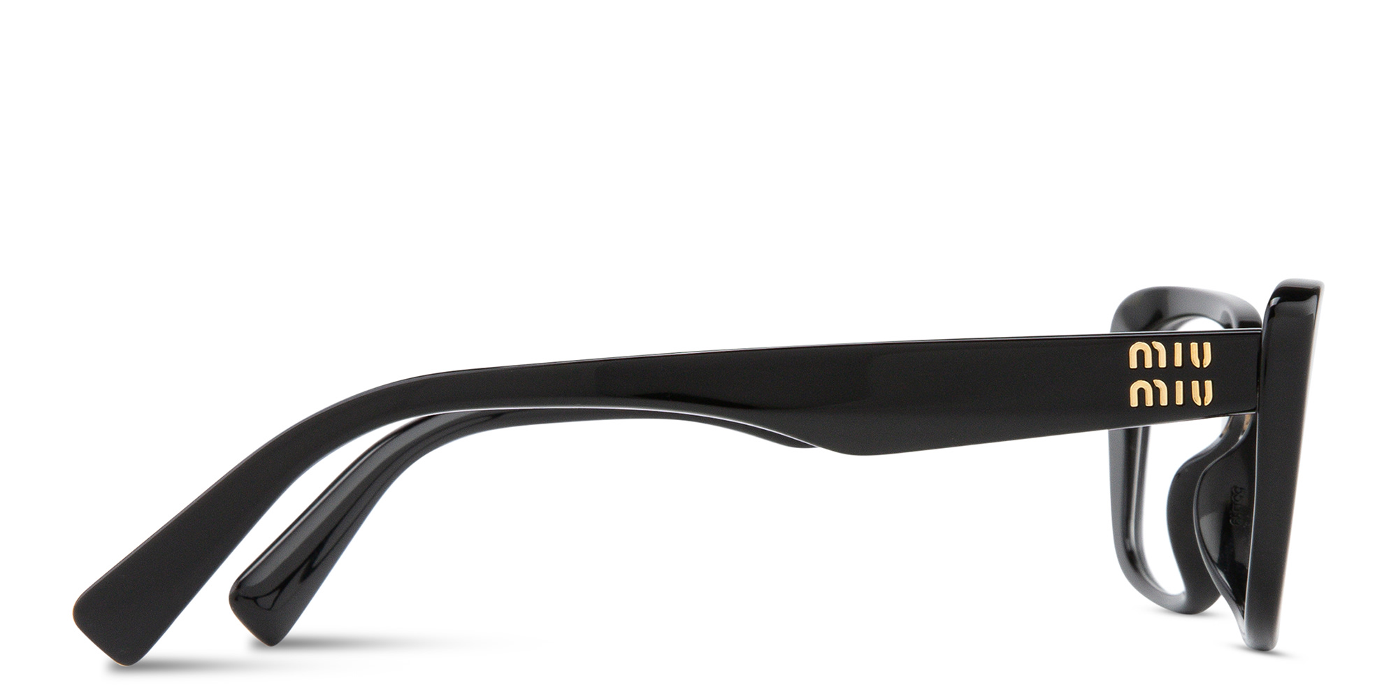 Shop MIU MIU Wide Rectangle Eyeglasses in Shiny Black online.