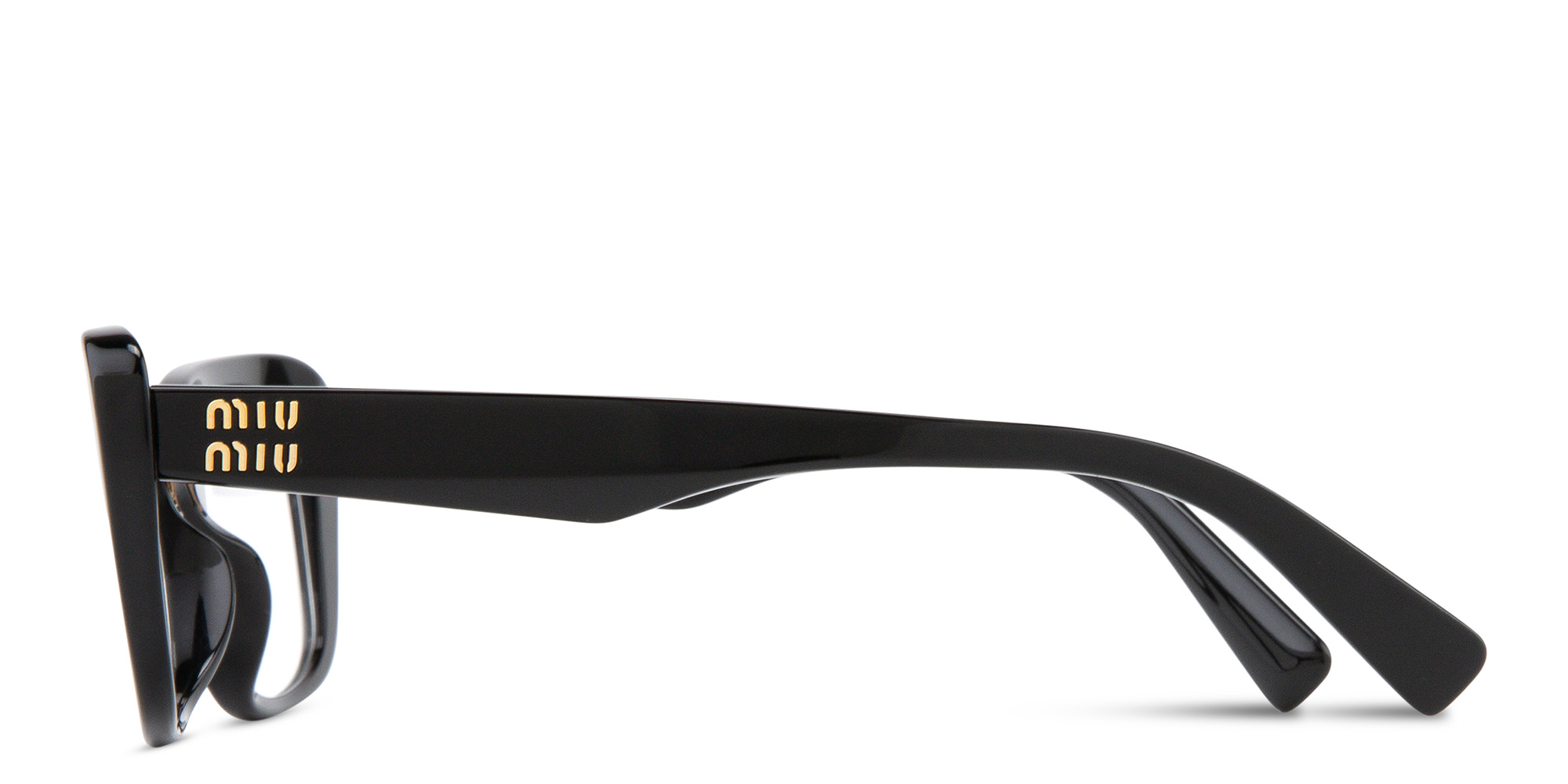 Shop MIU MIU Wide Rectangle Eyeglasses in Shiny Black online.