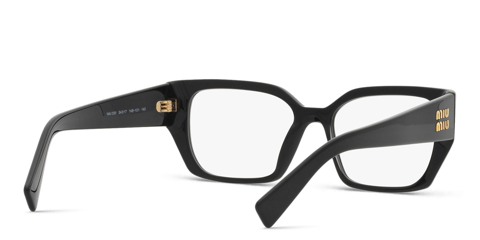 MIU MIU Square Eyeglasses in Matte Black – Product Photo 3