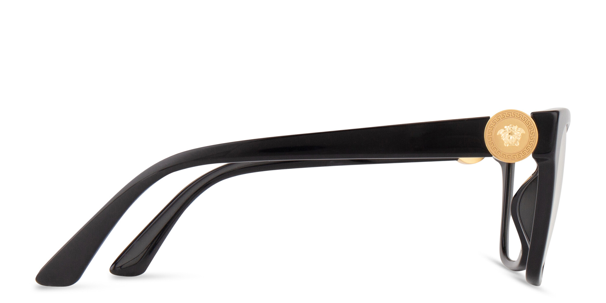Shop VERSACE Medusa Irregular Eyeglasses in Black online.