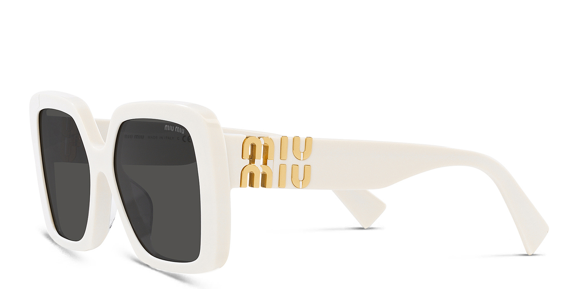 MIU MIU Irregular Sunglasses in White – Product Photo 1