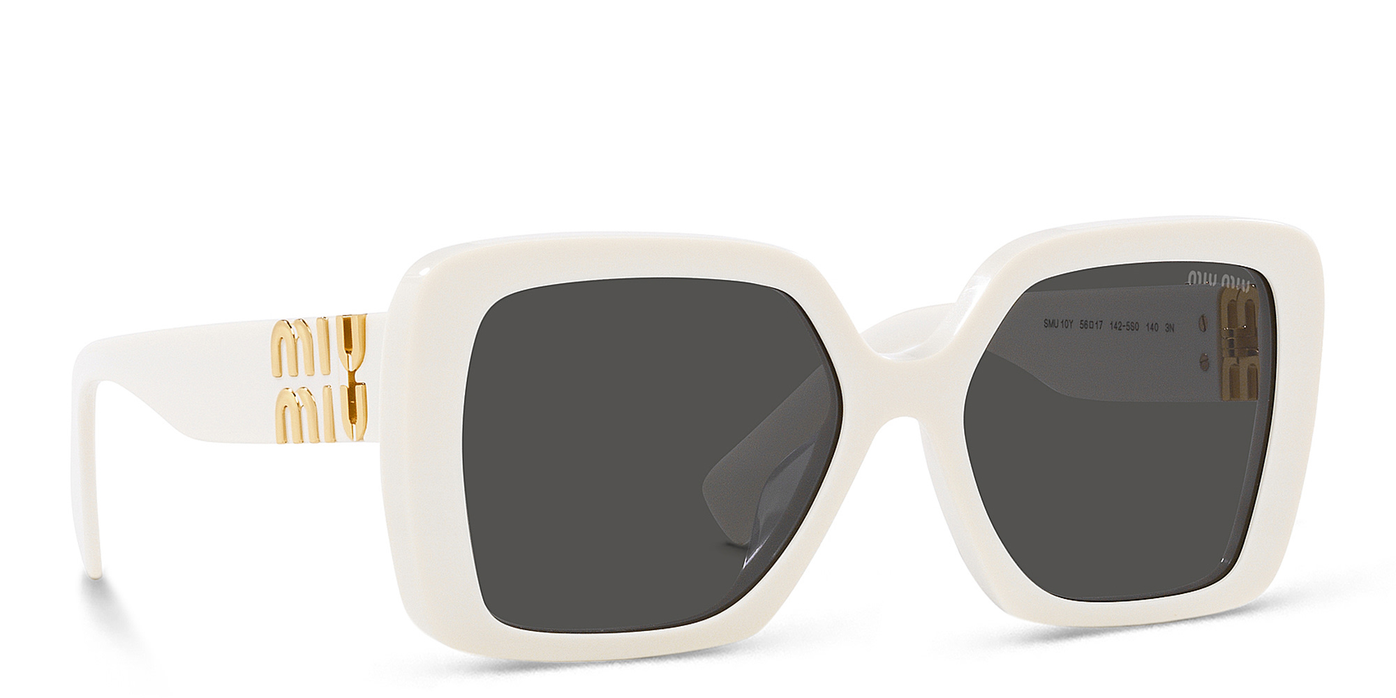 MIU MIU Irregular Sunglasses in White – Product Photo 2