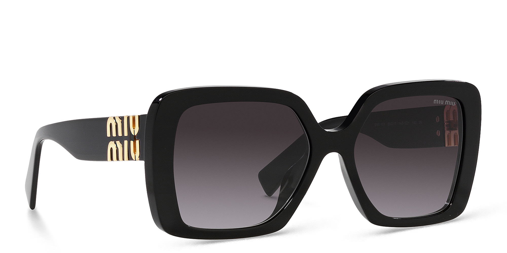 MIU MIU Irregular Sunglasses in Black – Product Photo 1