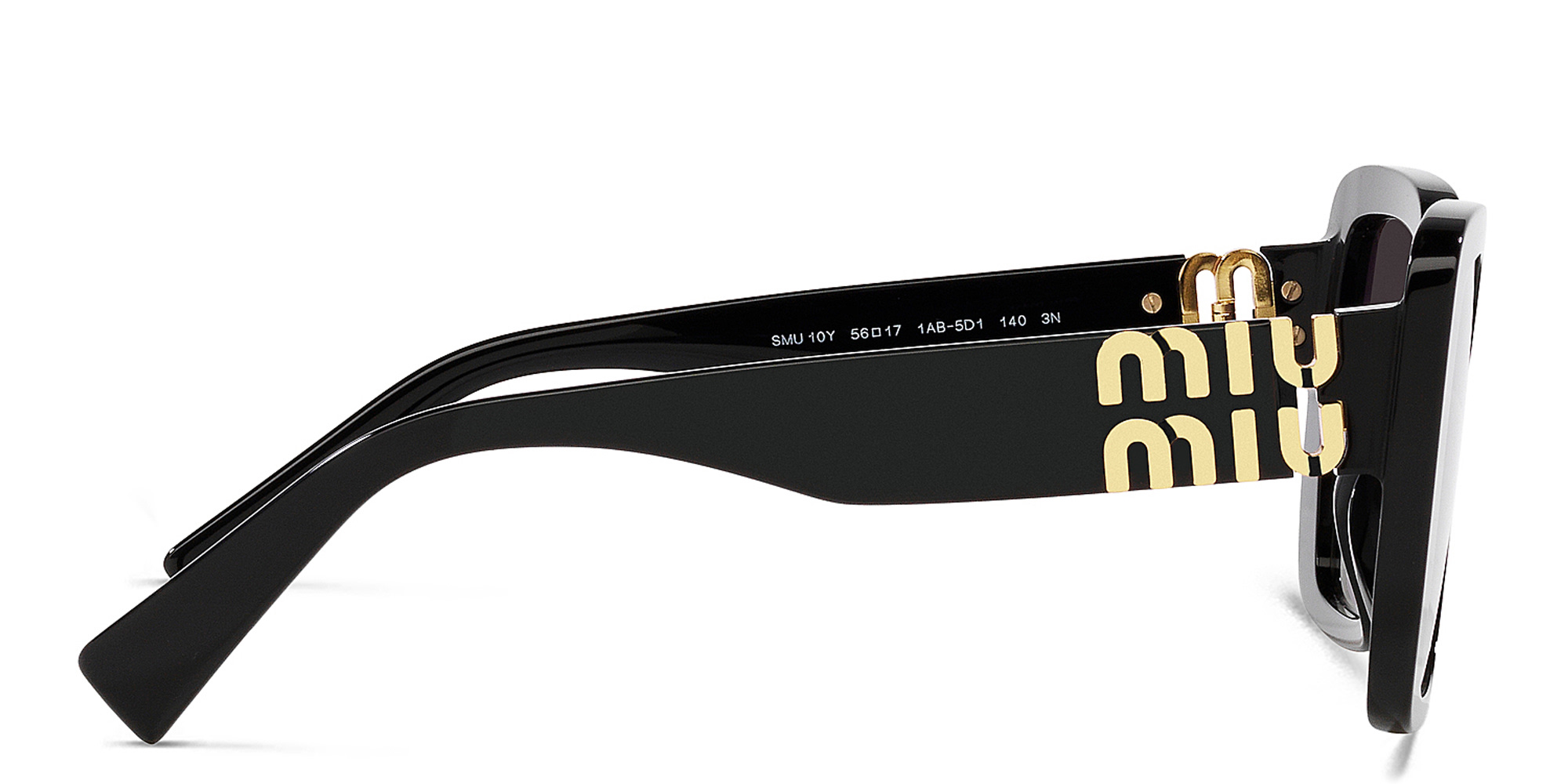 MIU MIU Irregular Sunglasses in Black – Product Photo 3