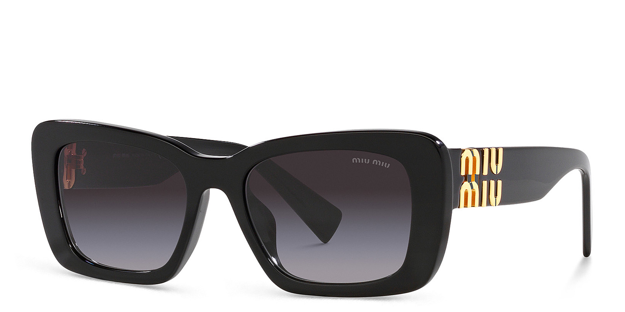 Shop MIU MIU Rectangle Sunglasses in Black online.