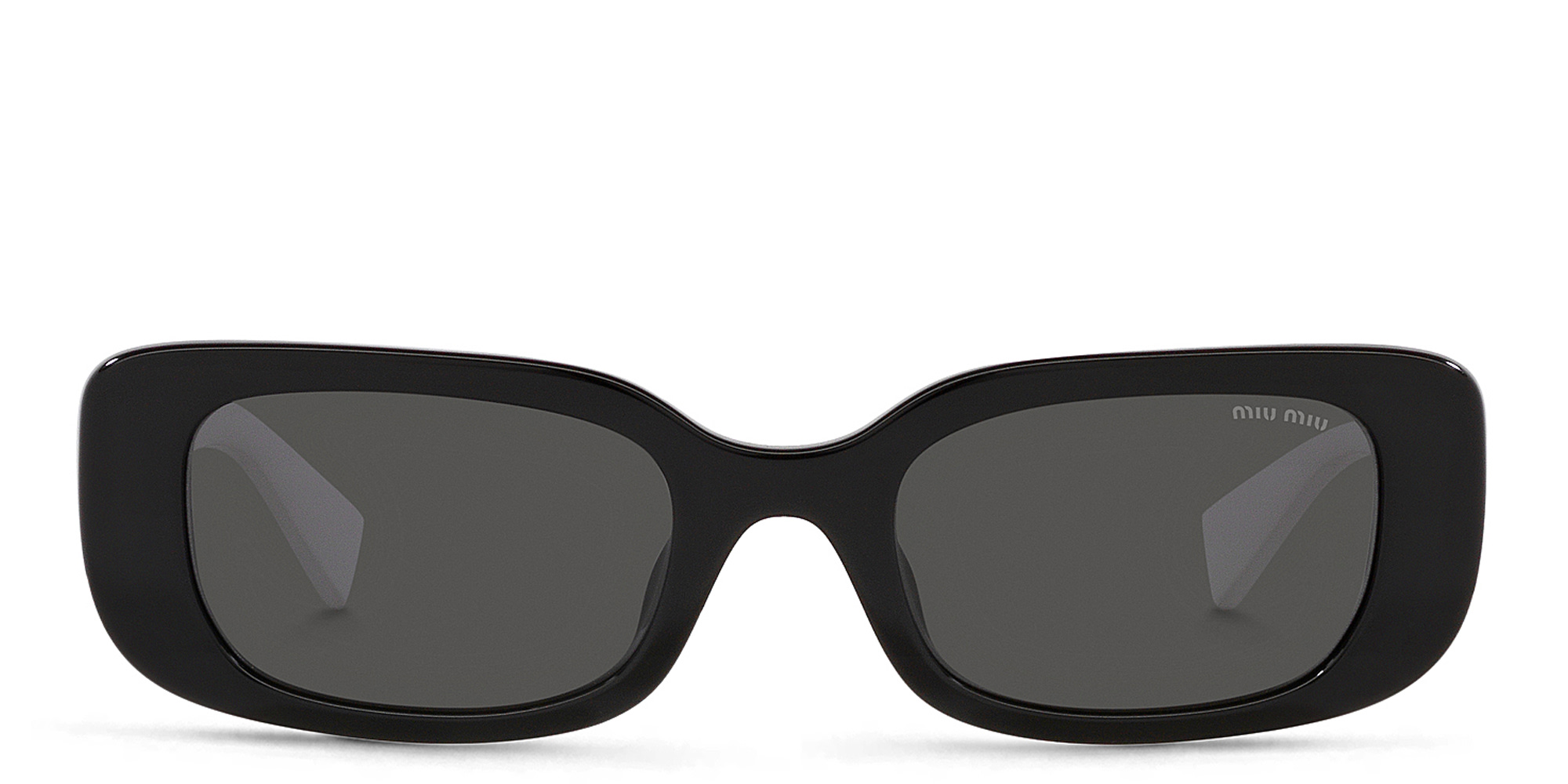 Shop MIU MIU Rectangle Sunglasses in Black online.