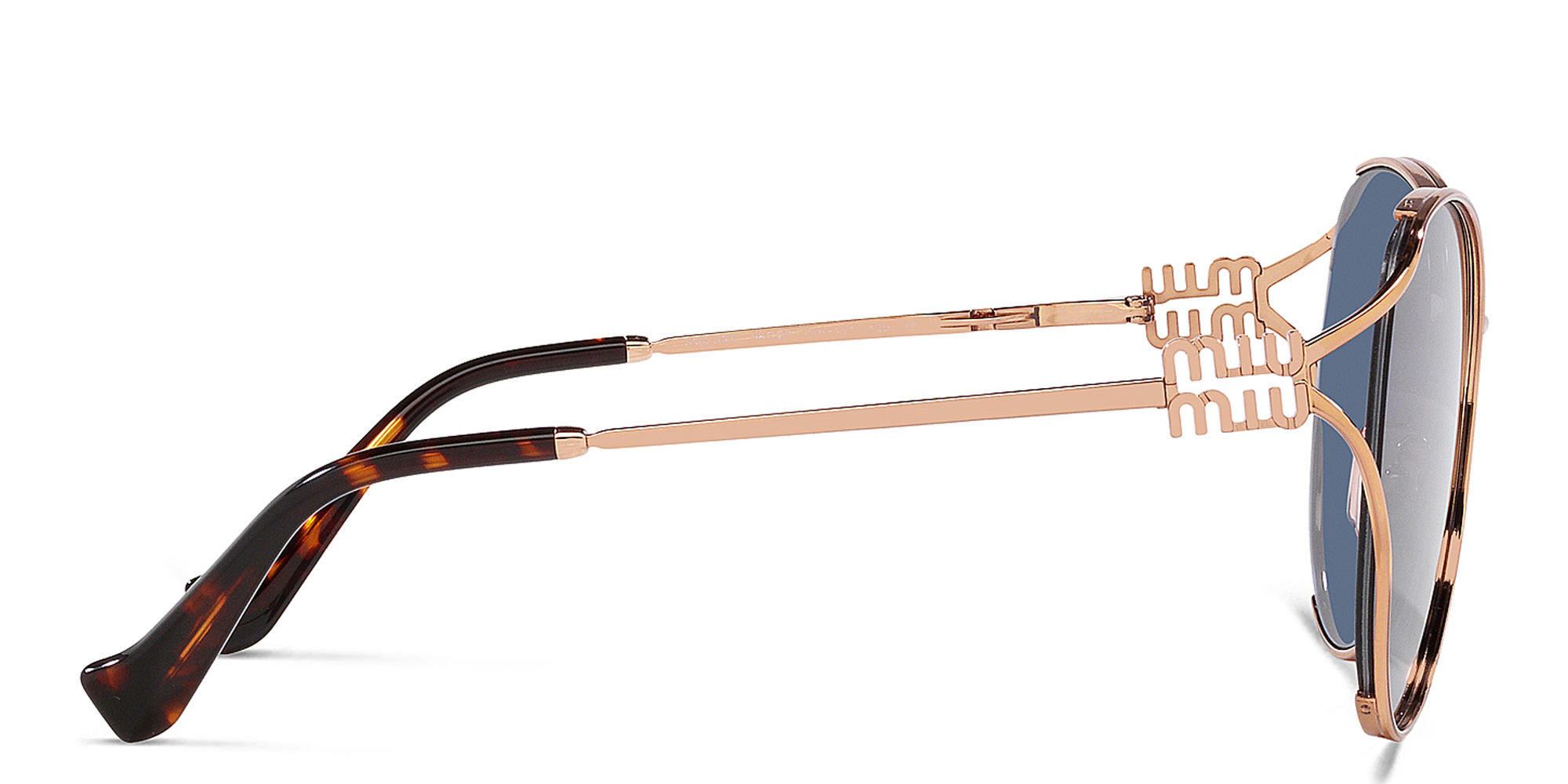 Shop MIU MIU Oversized Panthos Sunglasses in Rose Gold online.