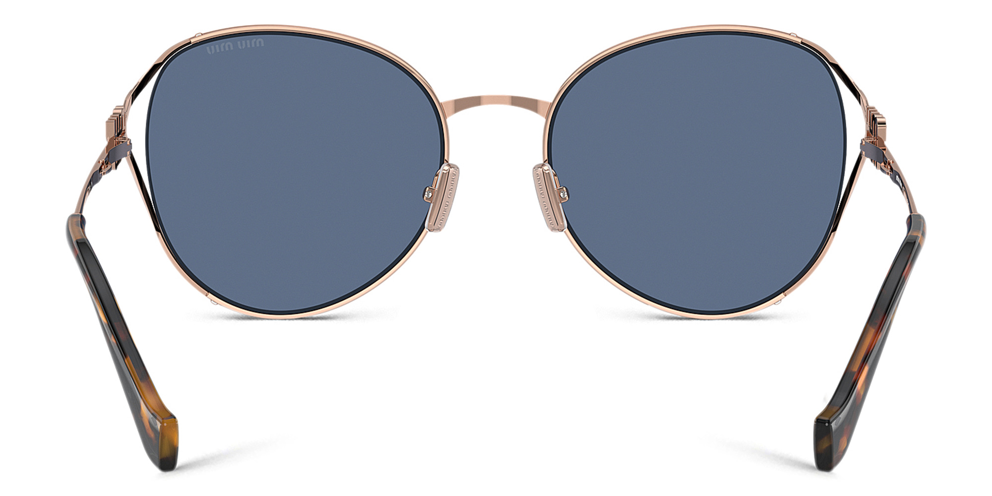 Shop MIU MIU Oversized Panthos Sunglasses in Rose Gold online.
