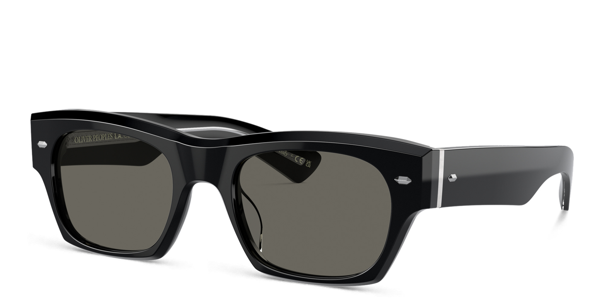 Shop OLIVER PEOPLES Rectangle Sunglasses in Black online.