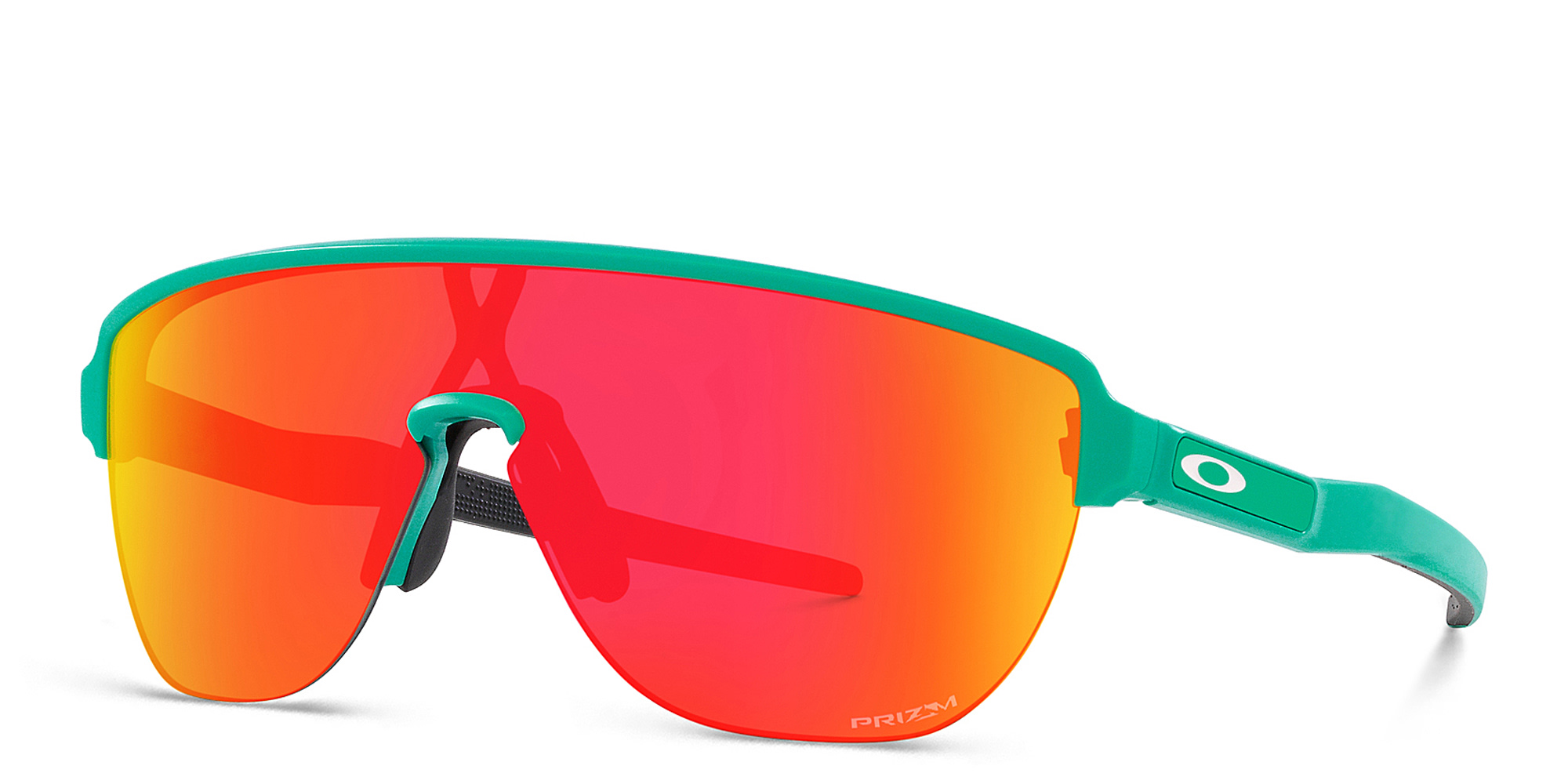 Shop Oakley Half-Rim Mask Sunglasses in Blue online.