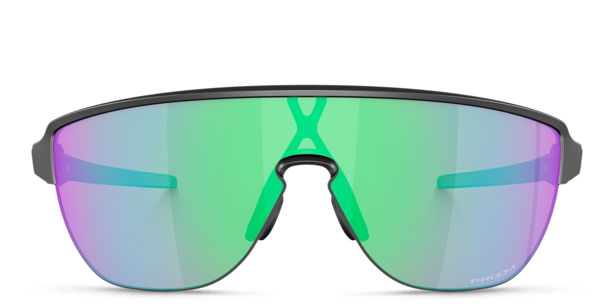 Shop Oakley Half-Rim Mask Sunglasses in Matte Black Ink online.