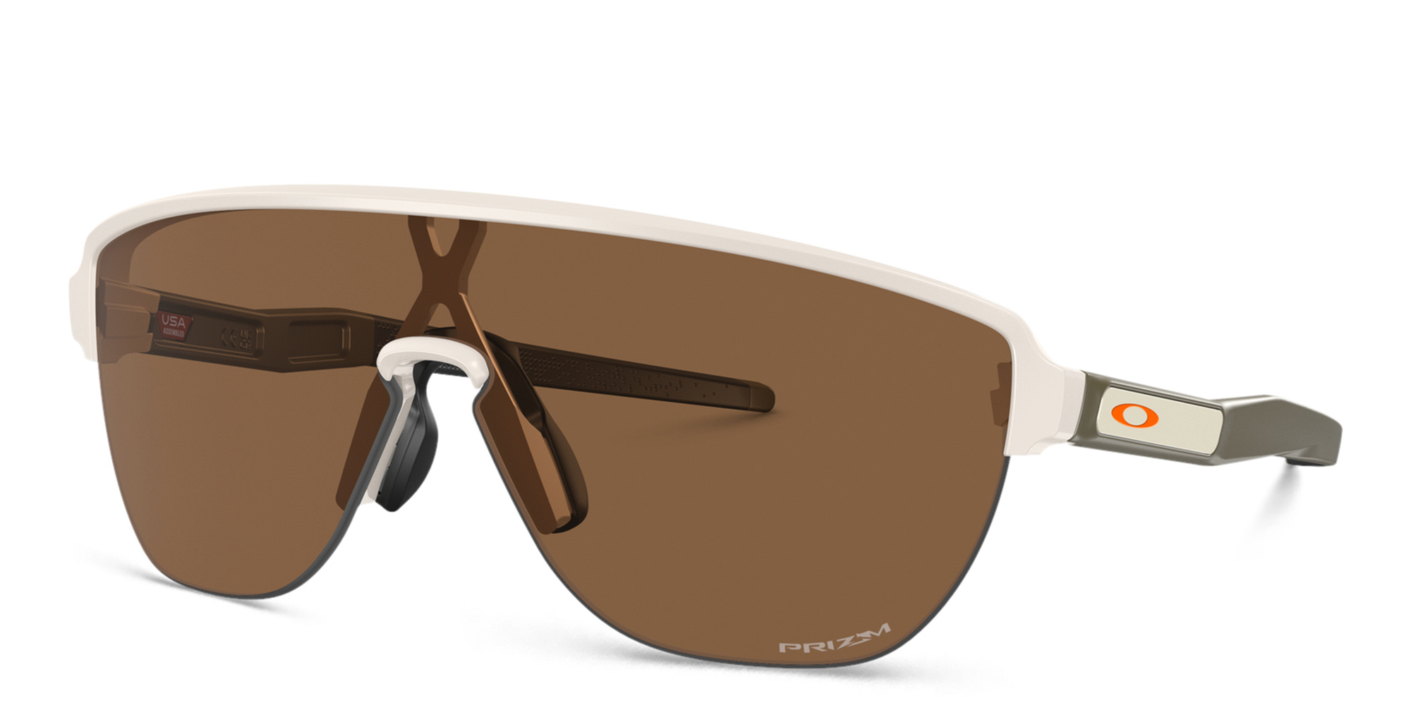 Shop Oakley Half-Rim Mask Sunglasses in Matte Warm Grey online.
