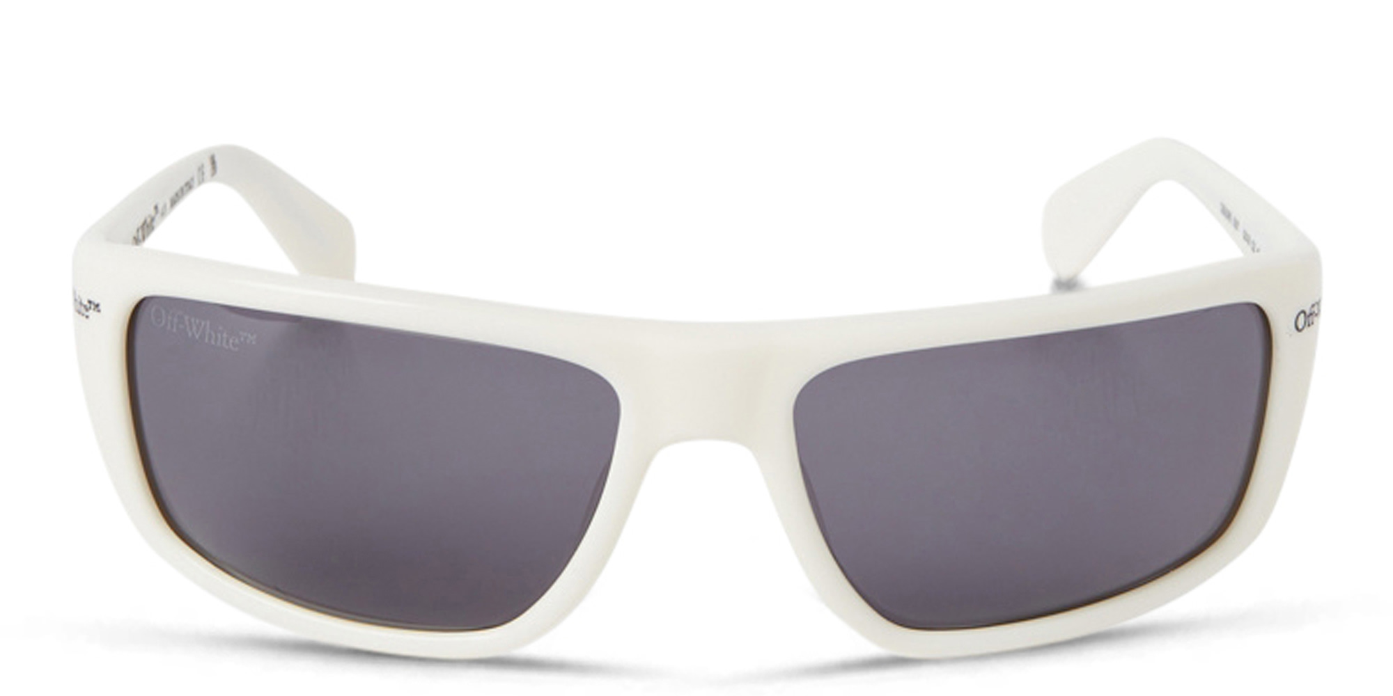 Shop OFF WHITE Bologna Unisex Rectangle Sunglasses in White online.