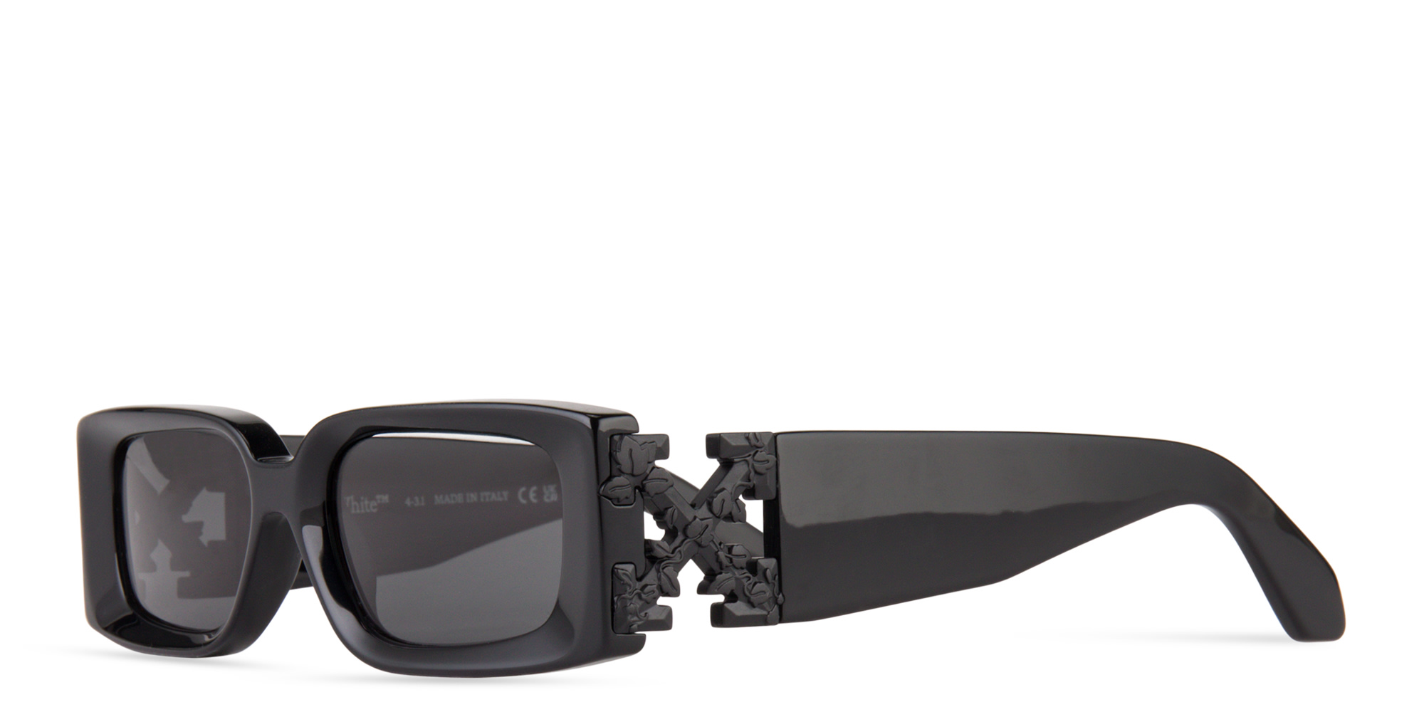 Shop OFF WHITE Roma Unisex Rectangle Sunglasses in Black online.