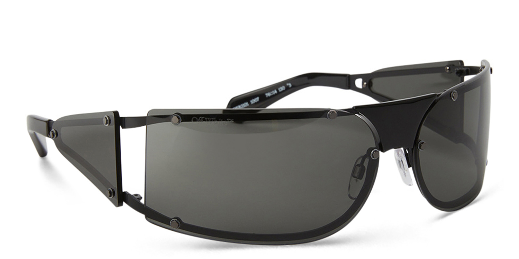 Shop OFF WHITE Unisex Wide Irregular Sunglasses in Black online.