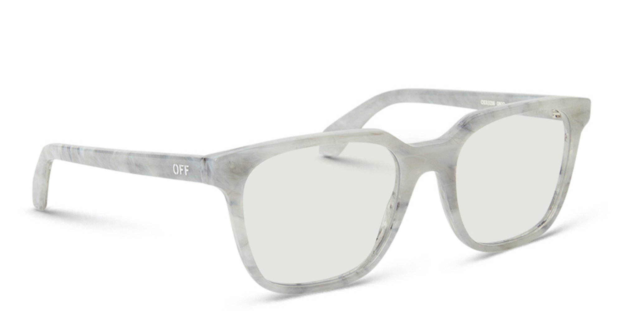 OFF WHITE Unisex Square Eyeglasses in Marble – Product Photo 2