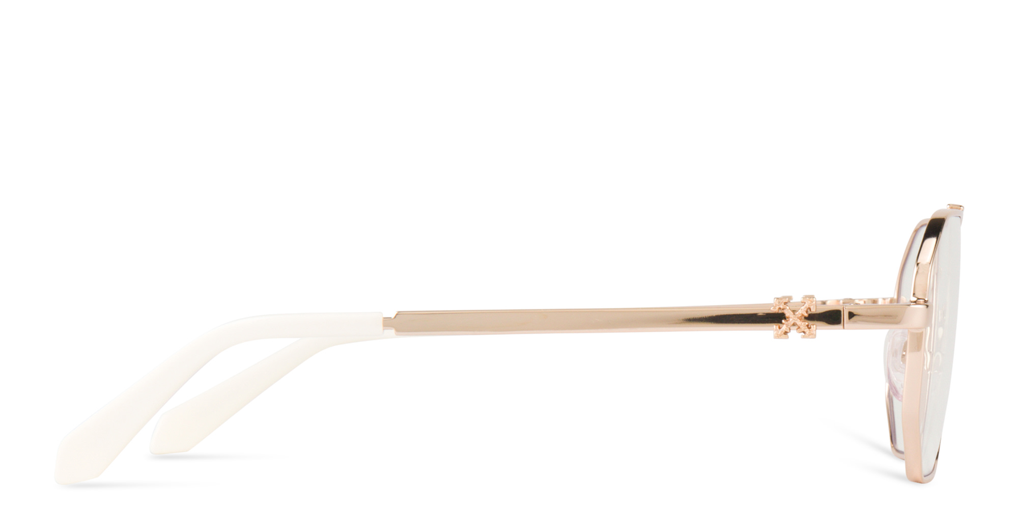 Shop OFF WHITE Style 44 Unisex Wide Irregular Eyeglasses in Gold online.