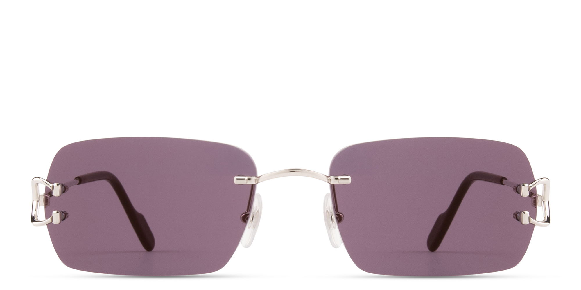 Shop Cartier Signature C de Cartier Rimless Rectangle Sunglasses in Silver online.
