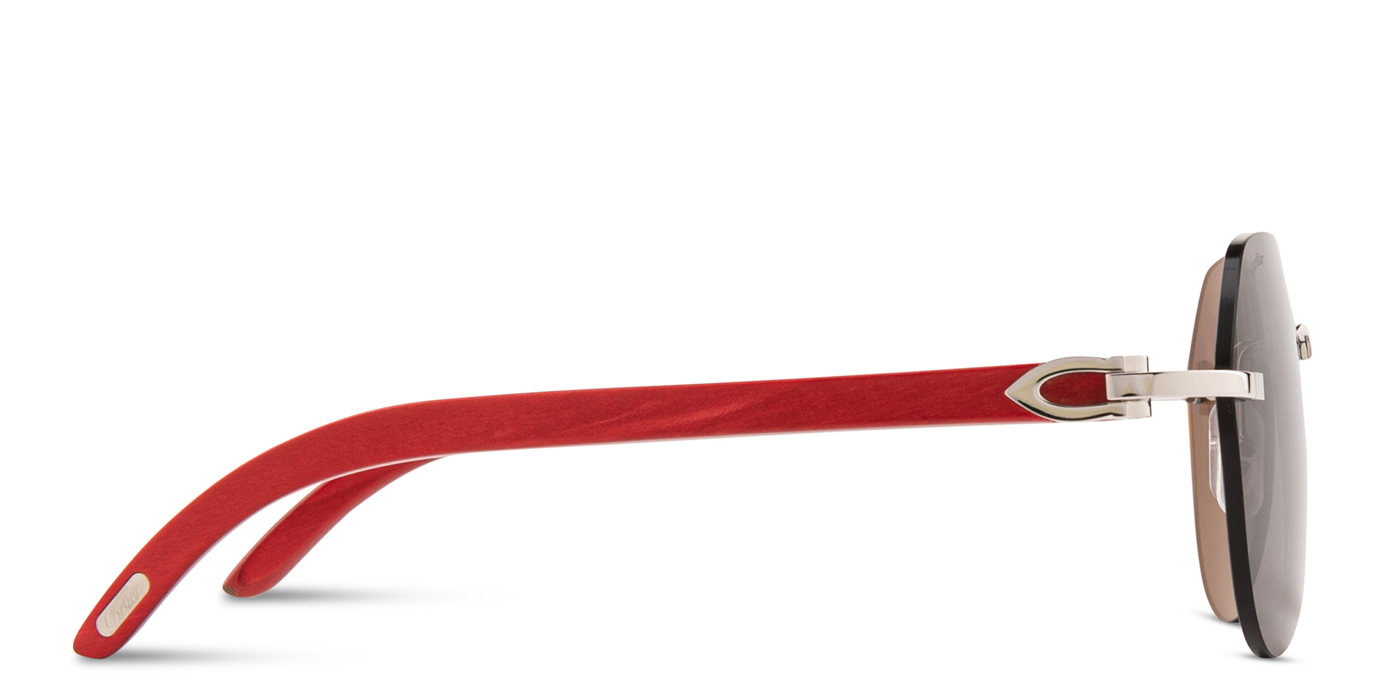 Shop Cartier Signature C de Cartier Rimless Aviator Sunglasses in Silver online.