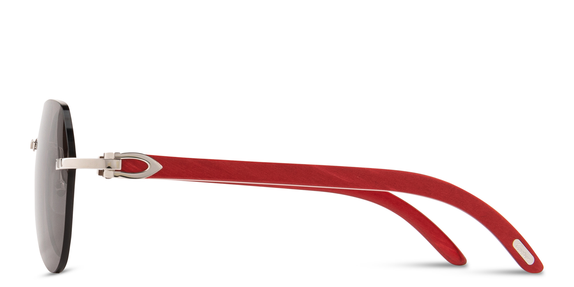 Shop Cartier Signature C de Cartier Rimless Aviator Sunglasses in Silver online.