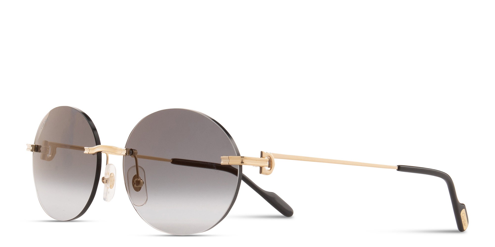 Shop Cartier Première de Cartier Rimless Oval Sunglasses in Gold online.