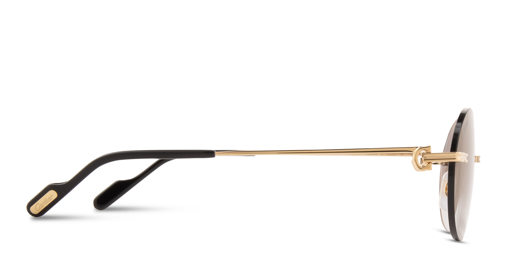 Shop Cartier Première de Cartier Rimless Oval Sunglasses in Gold online.