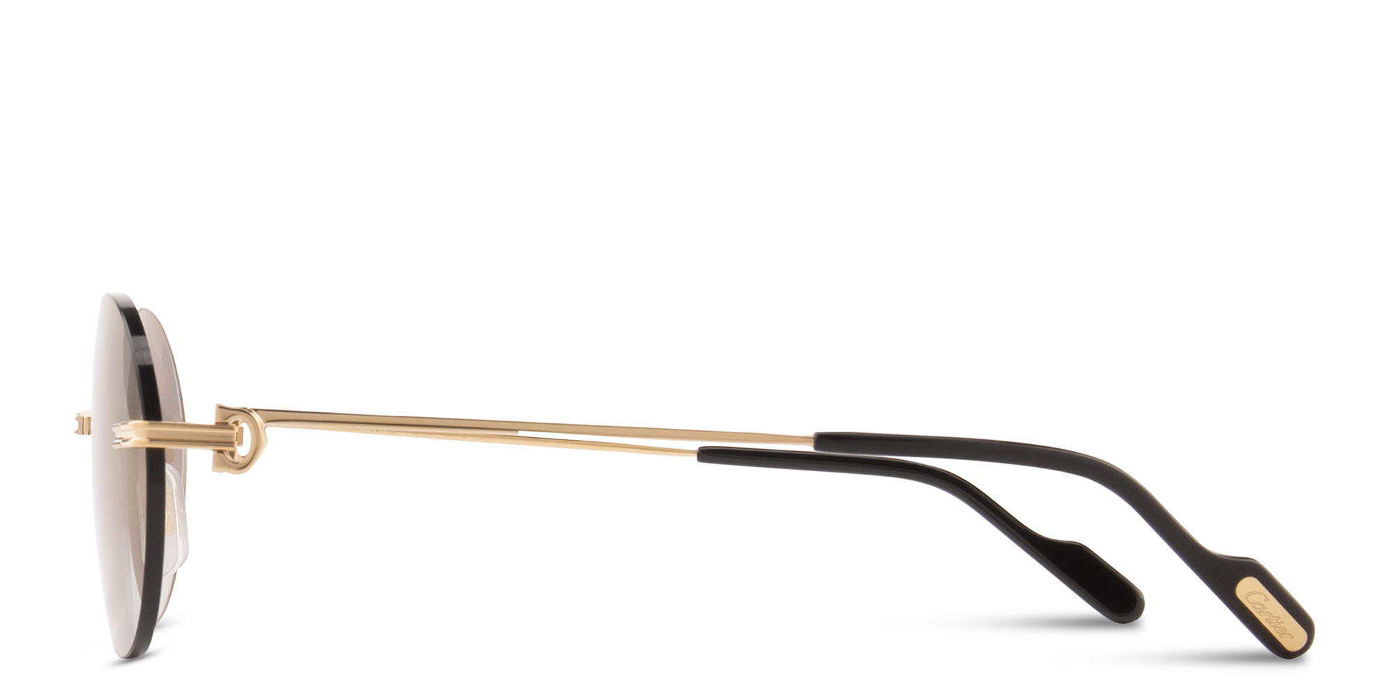 Shop Cartier Première de Cartier Rimless Oval Sunglasses in Gold online.