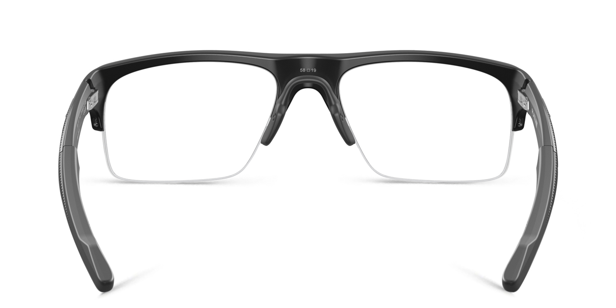 Shop Oakley Half-Rim Wide Rectangle Eyeglasses in Satin Black online.