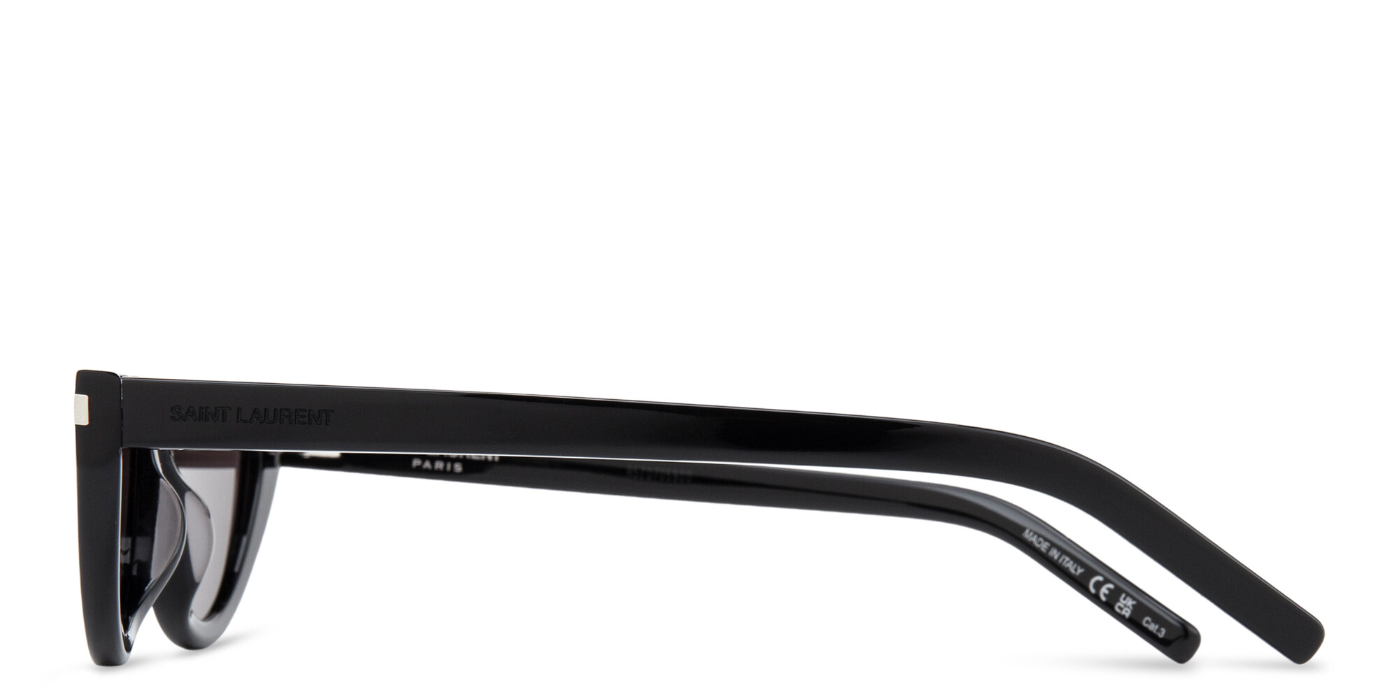 نظارات شمسية كات آي للجنسين بنصف إطار من سان لوران بلون أسود - صورة المنتج 2
