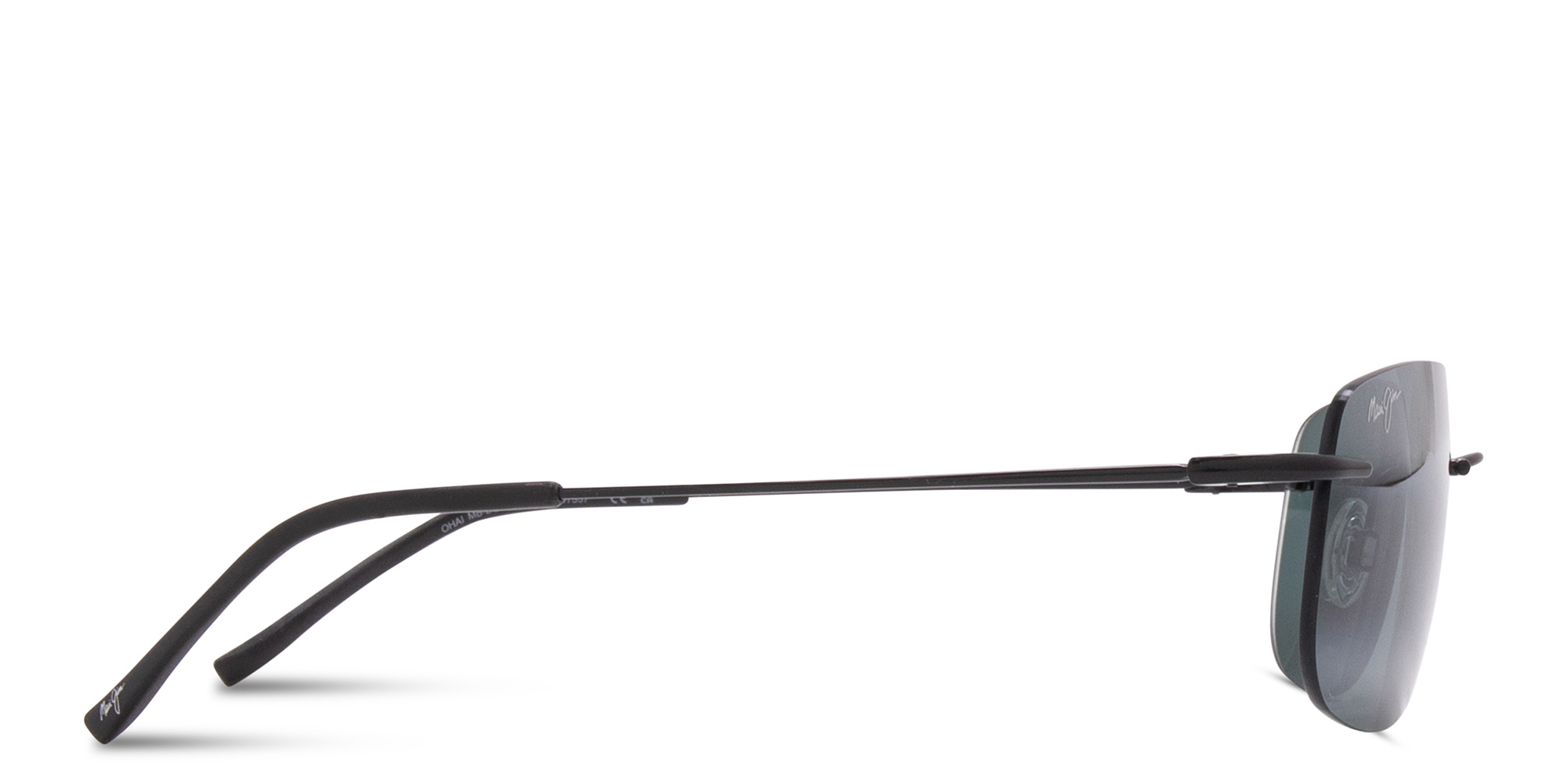 Shop Maui Jim Ohai Unisex Rimless Rectangle Sunglasses in Black online.