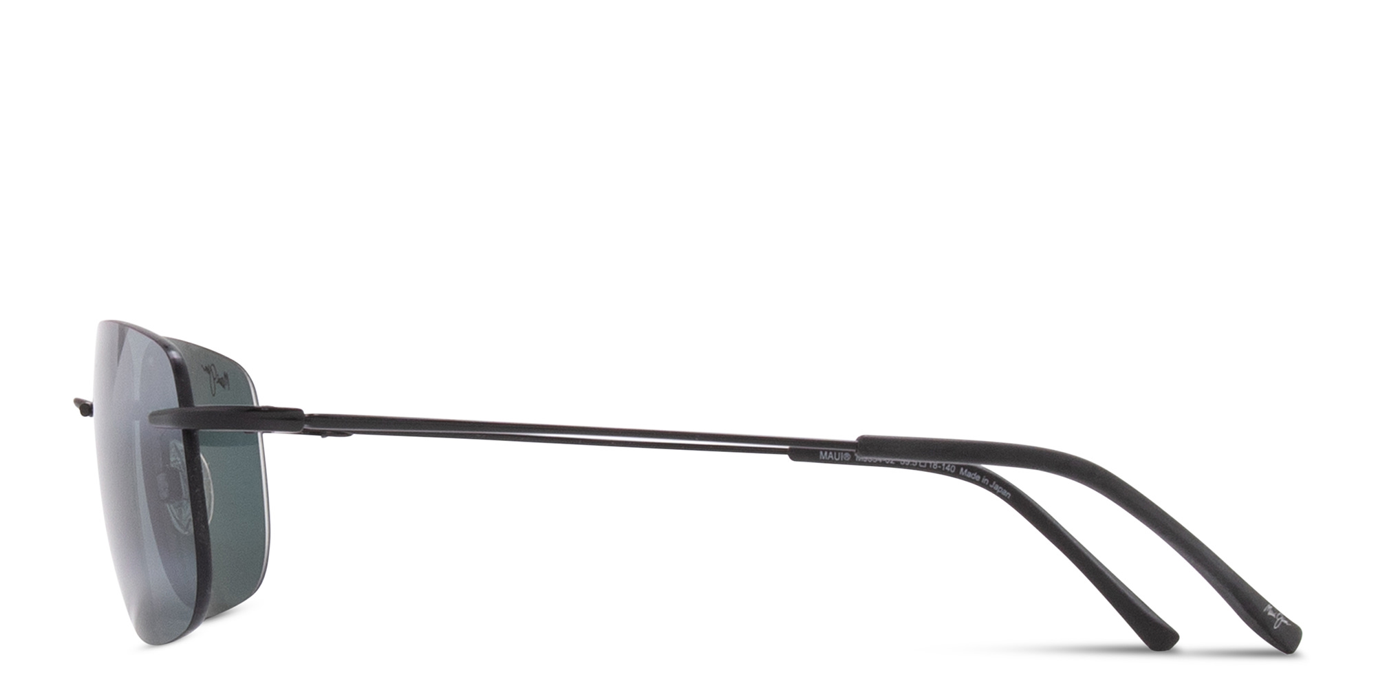 Shop Maui Jim Ohai Unisex Rimless Rectangle Sunglasses in Black online.