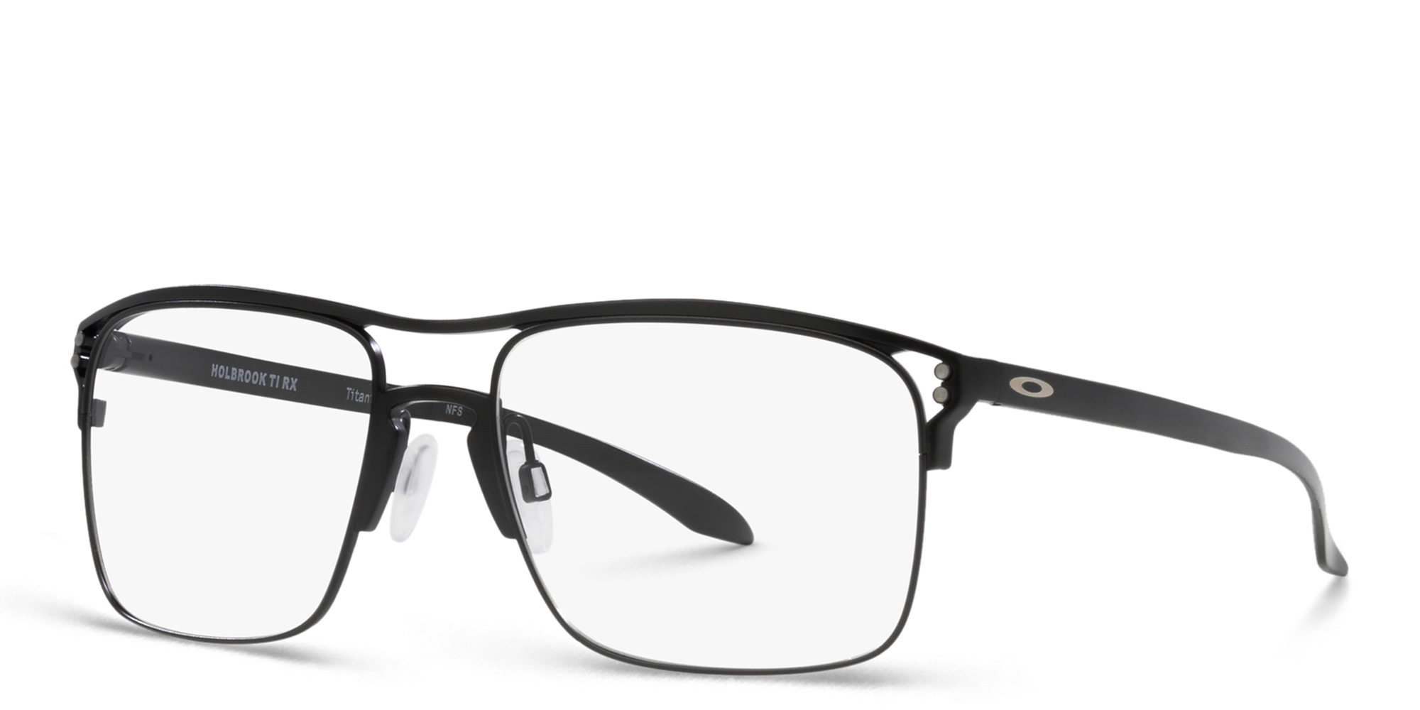 Shop Oakley Rectangle Eyeglasses in Satin Black online.