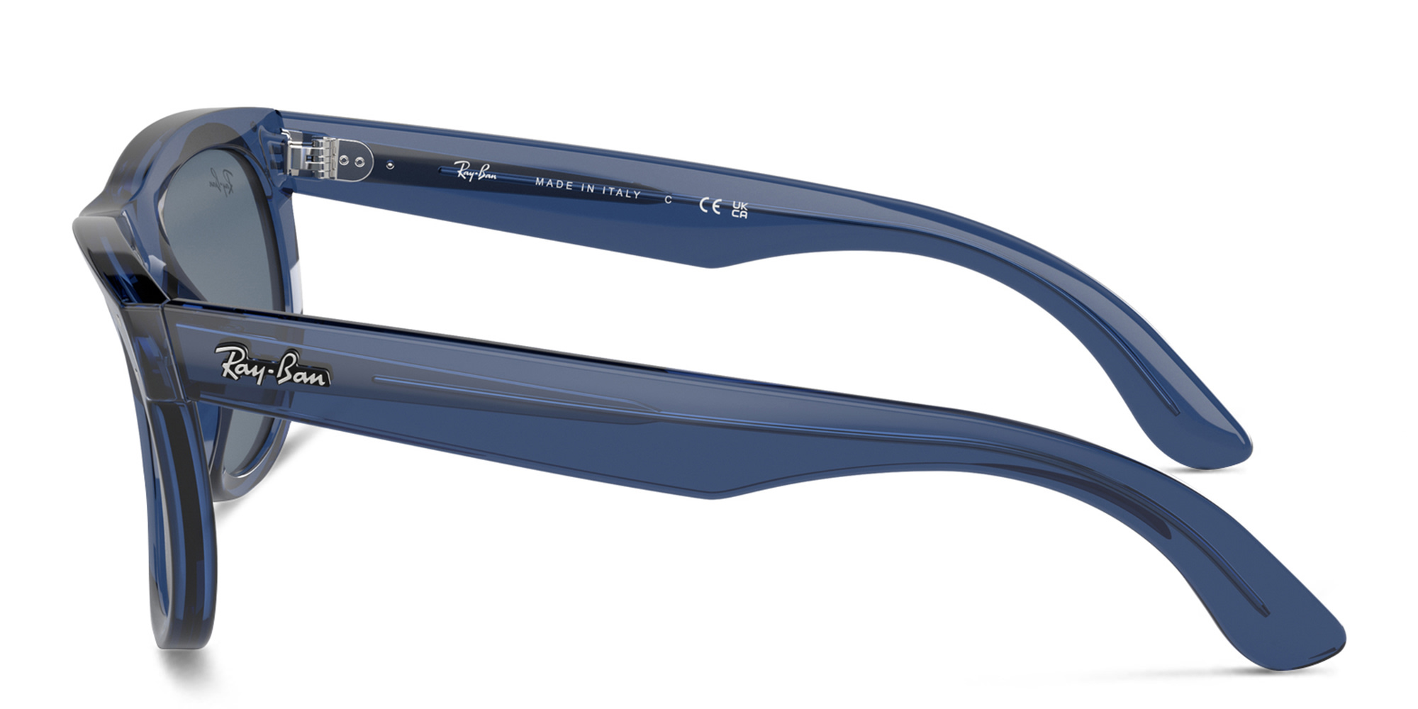 Shop Ray-Ban Wayfarer Reverse Unisex Square Sunglasses in Transparent Navy Blue online.