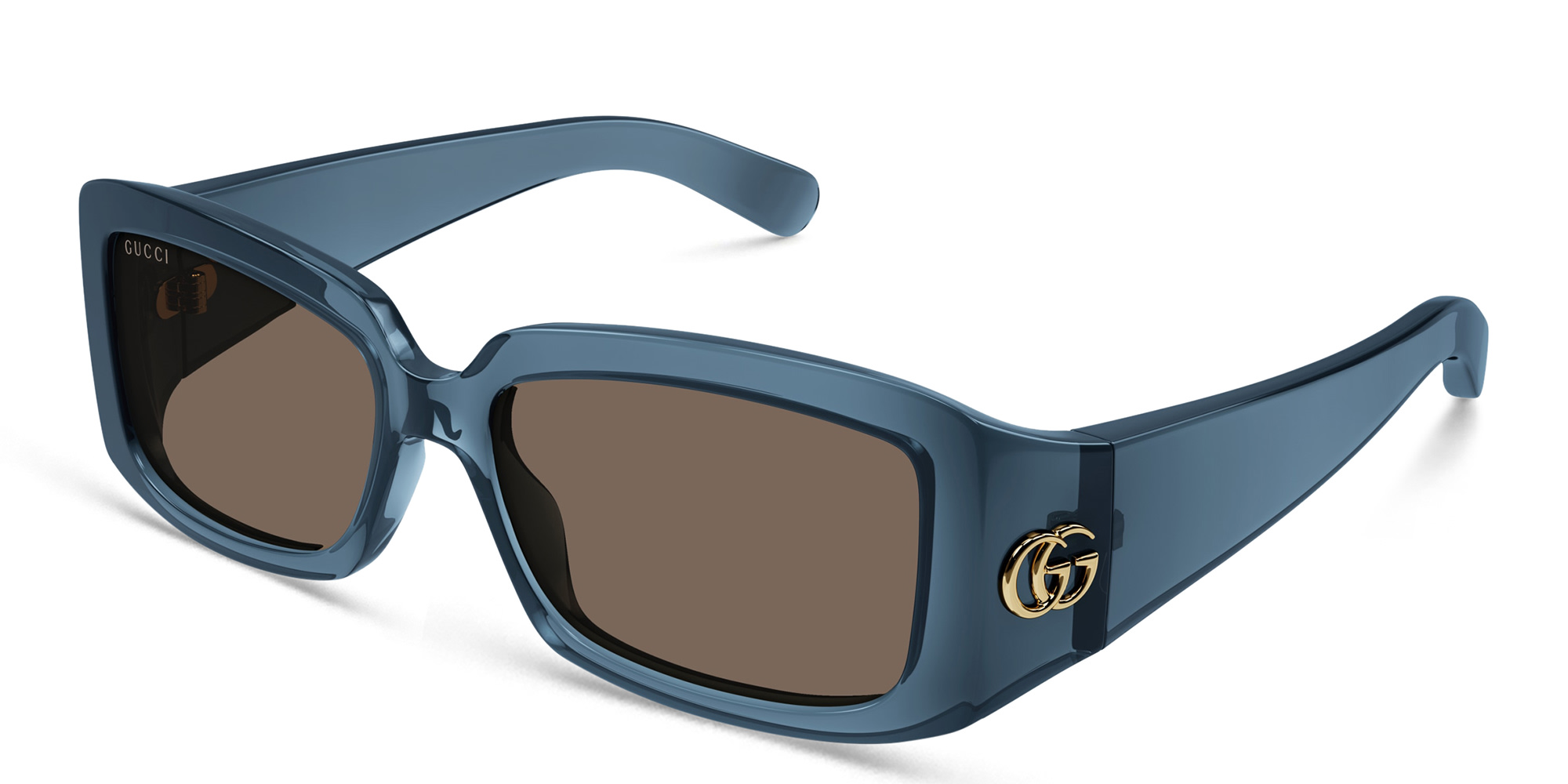 Shop GUCCI GG Rectangle Sunglasses in Blue online.