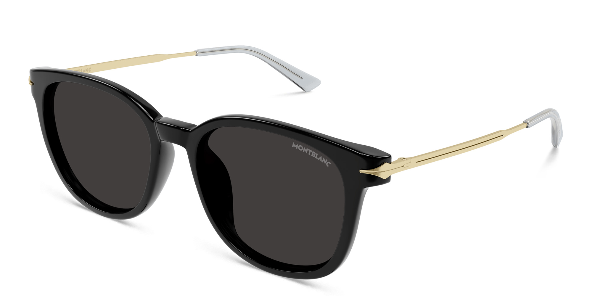 Shop MONTBLANC Square Sunglasses in Black online.