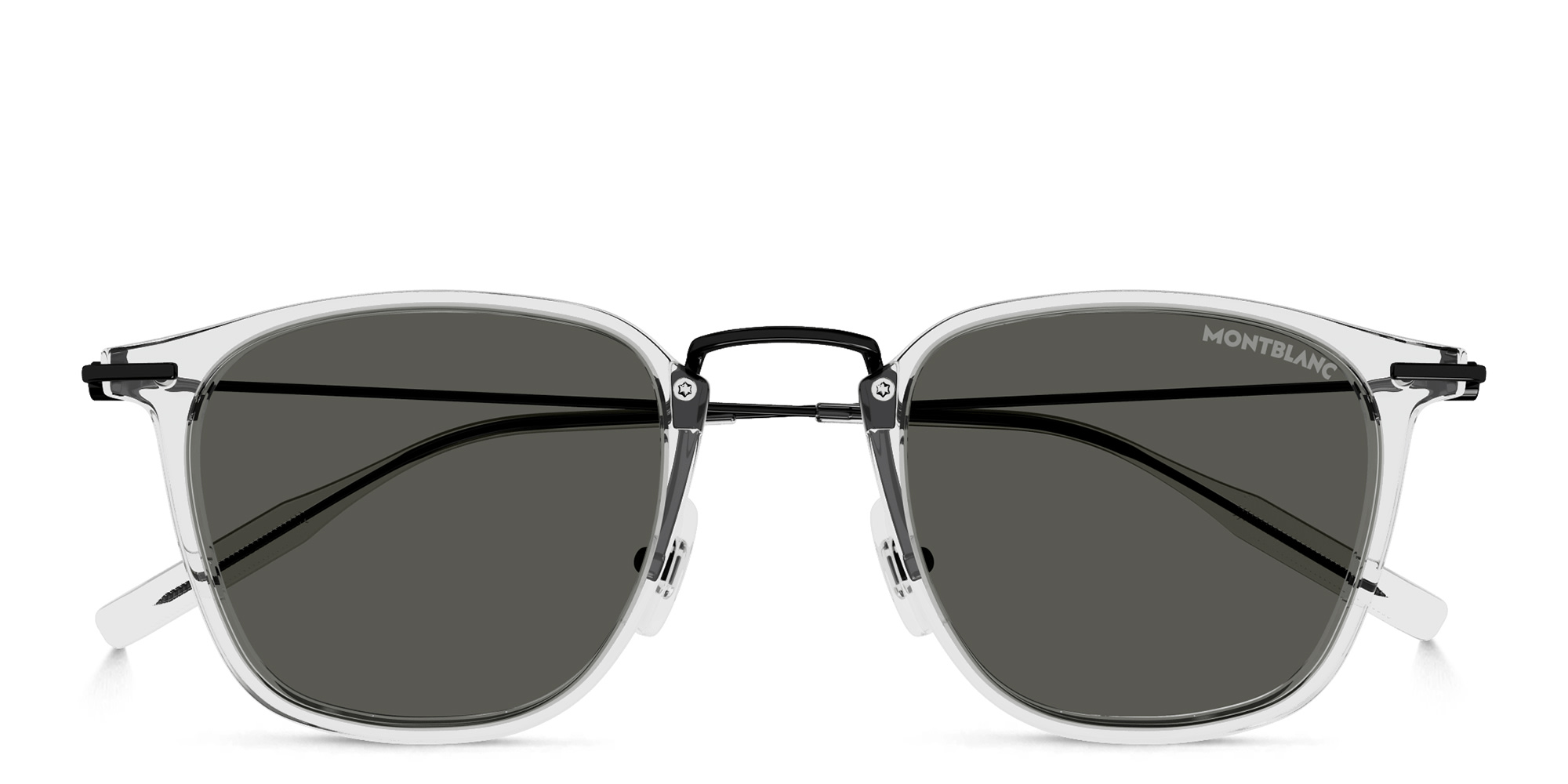 Shop MONTBLANC Square Sunglasses in Clear online.