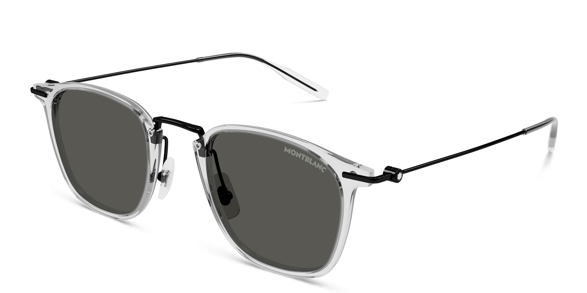 Shop MONTBLANC Square Sunglasses in Clear online.