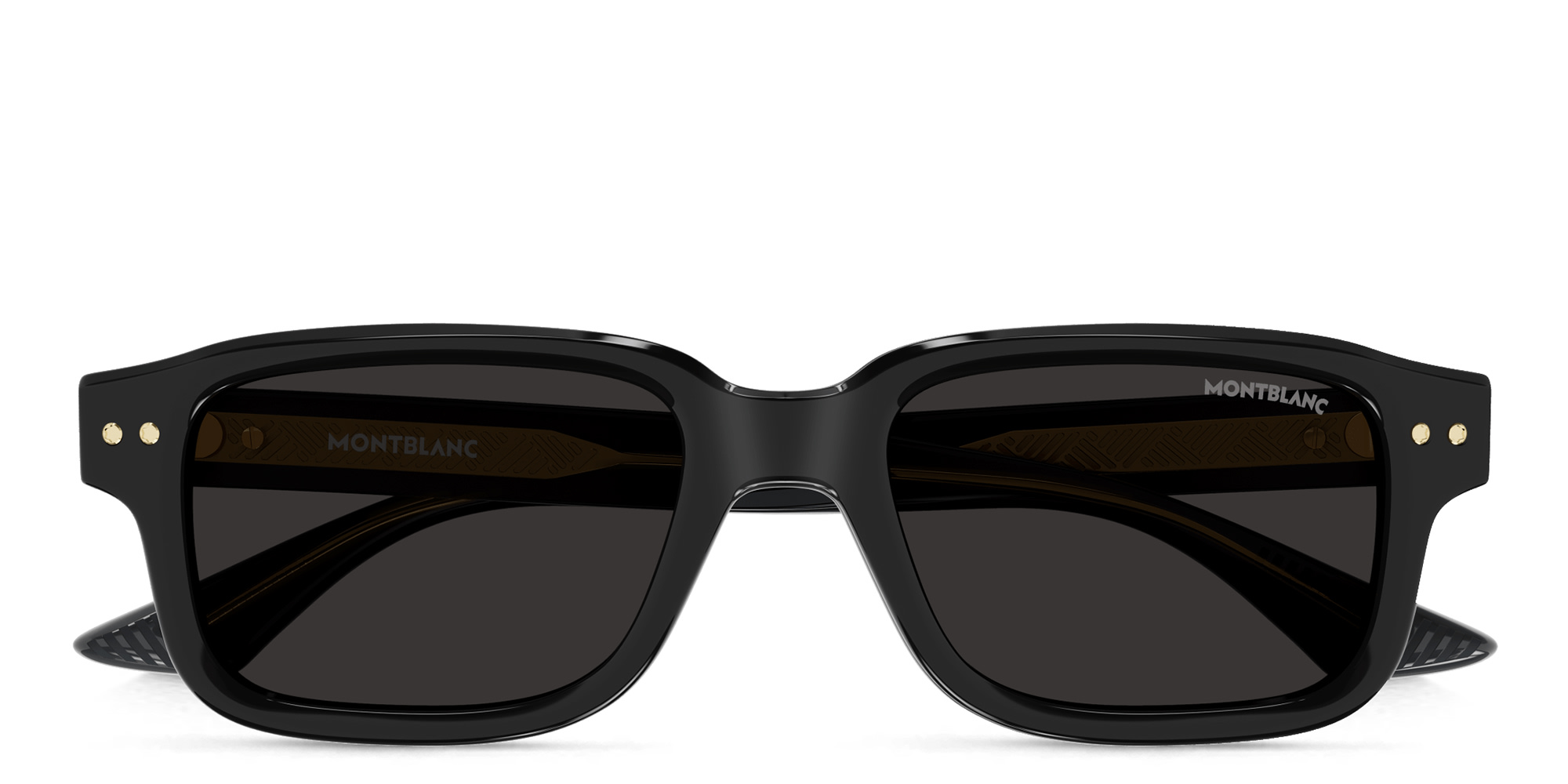Shop MONTBLANC Rectangle Sunglasses in Black online.
