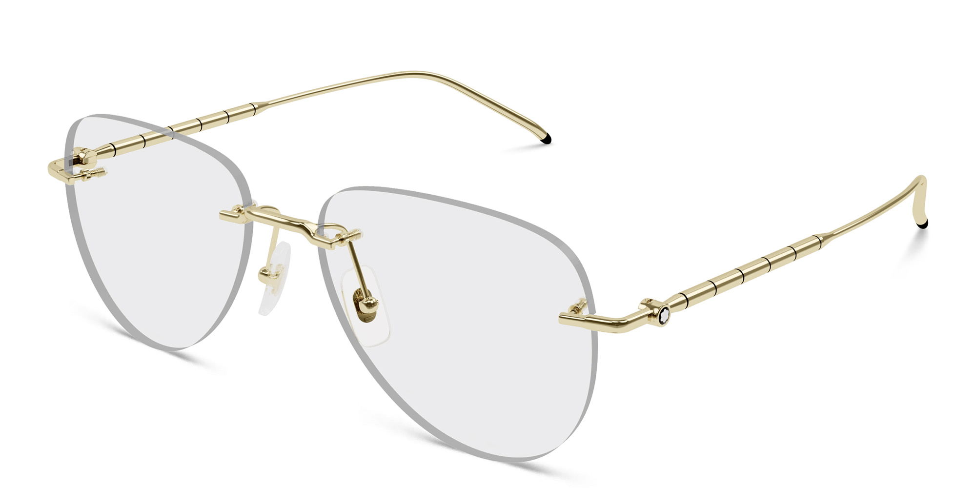 نظارات طبية طراز بايلوت بدون إطار من مونت بلانك بلون ذهبي - صورة المنتج 2