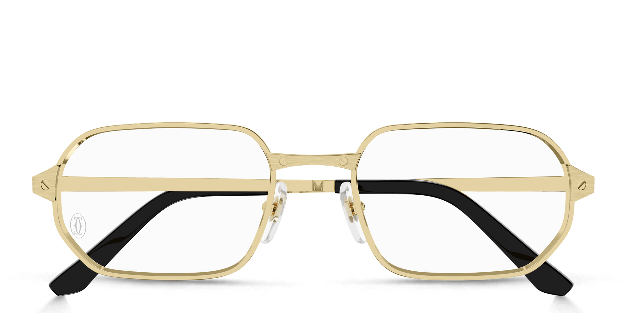 Shop Cartier Santos de Cartier Rectangle Eyeglasses in Gold online.