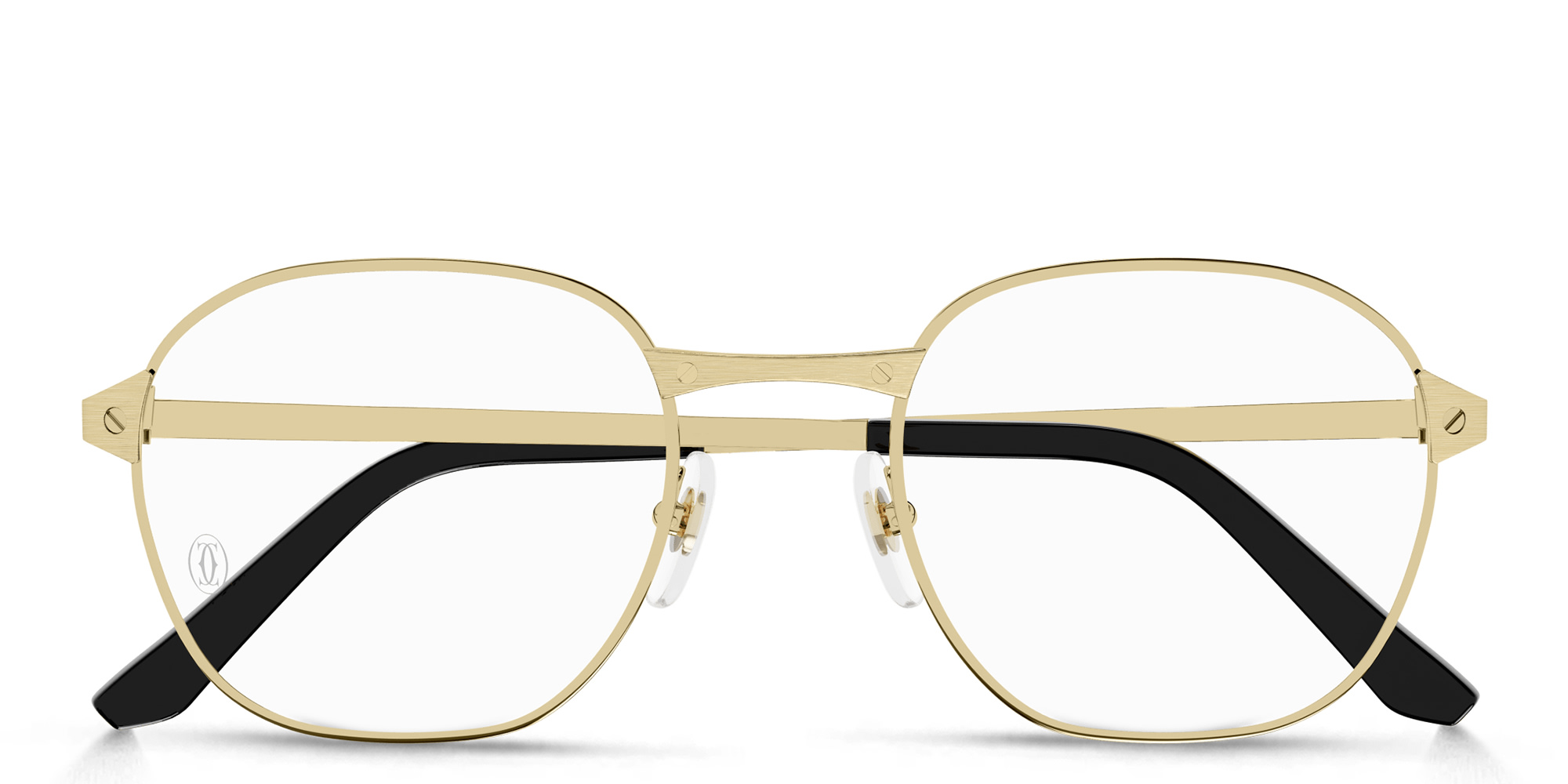 Shop Cartier Santos de Cartier Round Eyeglasses in Gold online.