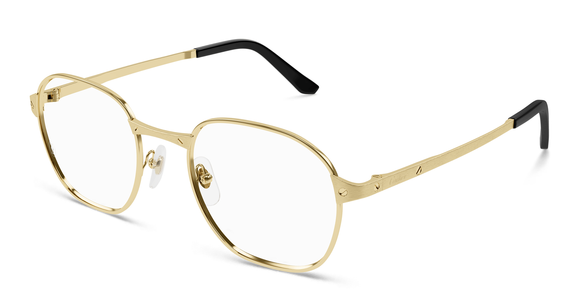Shop Cartier Santos de Cartier Round Eyeglasses in Gold online.