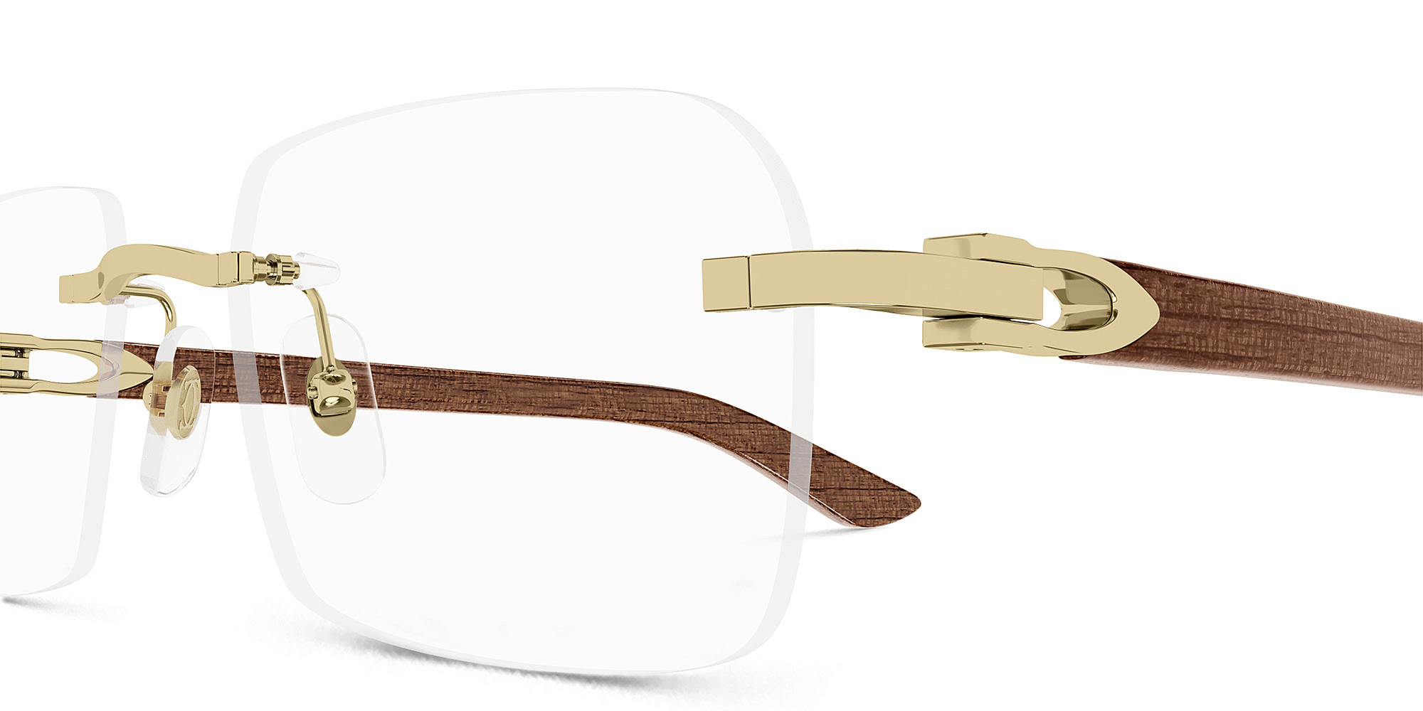 Cartier C'de Cartier Rimless Wide Rectangle Eyeglasses in Gold – Product Photo 3