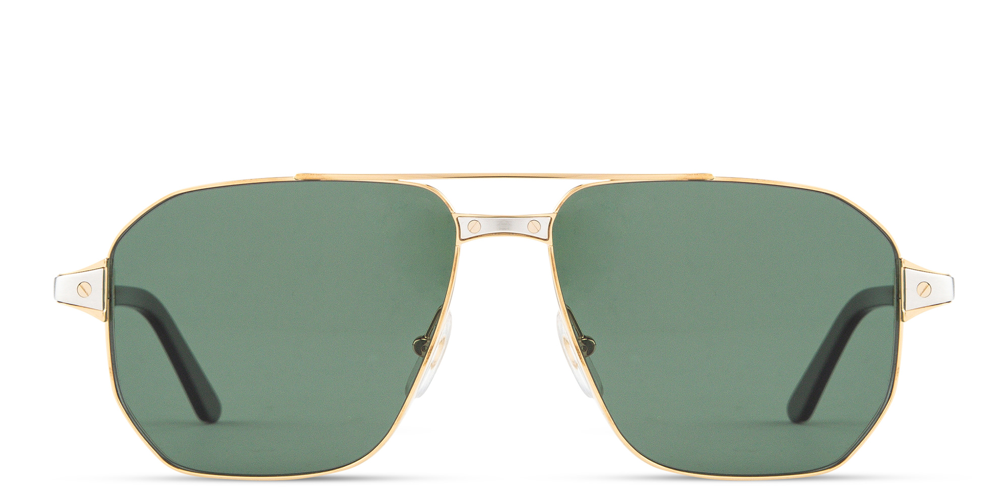 Shop Cartier Santos de Cartier Wide Pilot Sunglasses in Gold online.
