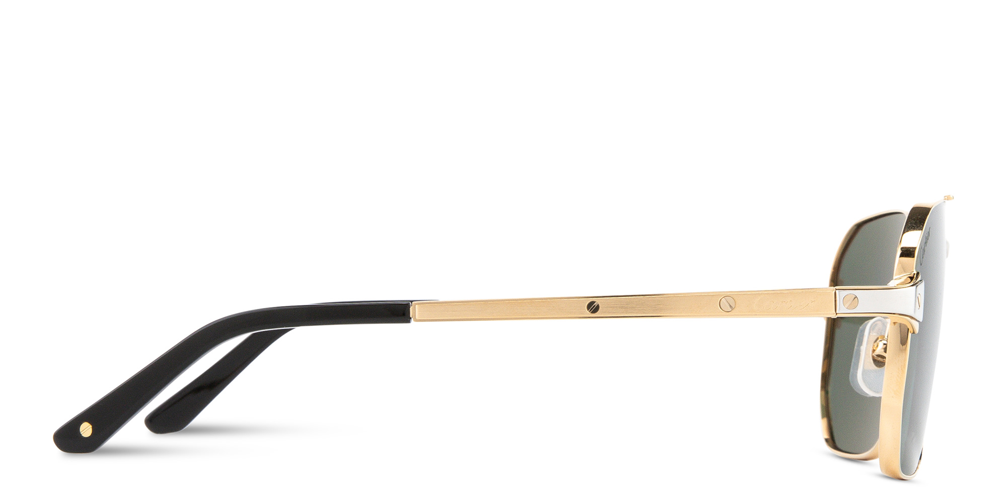 Shop Cartier Santos de Cartier Wide Pilot Sunglasses in Gold online.